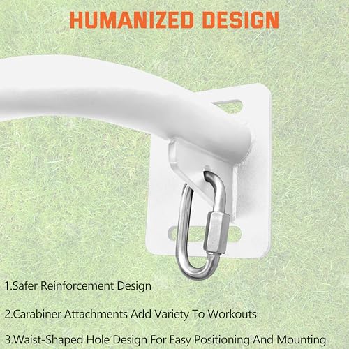 36" Heavy Duty Pull Up Bar Wall/Joist Mounted, 600 LB Capacity, Multi-Grip Bar for Garage & basement rafter Use - All-in-One Workout Station with Carabiners & Space-Saving Design - color: White