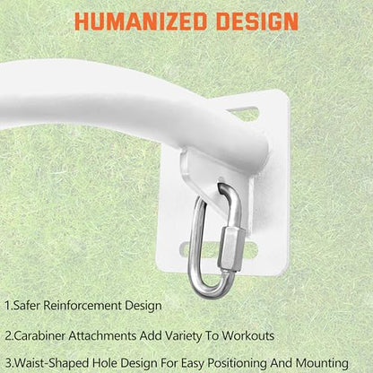 36" Heavy Duty Pull Up Bar Wall/Joist Mounted, 600 LB Capacity, Multi-Grip Bar for Garage & basement rafter Use - All-in-One Workout Station with Carabiners & Space-Saving Design - color: White