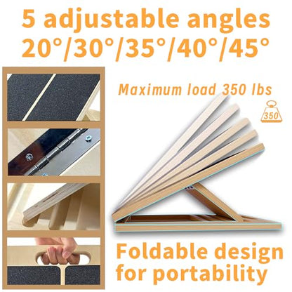 Wooden Slant Board, 5-Angle Adjustable Calf Stretcher, 16.5x12 in, 350 lb