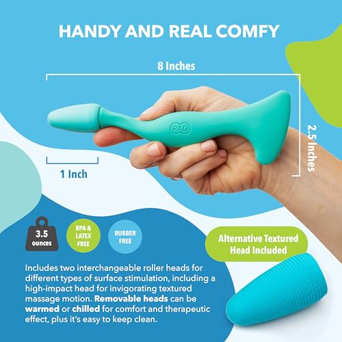 RAD 2-in-1 Face Roller – Textured and Smooth Silicone Roller Head Options - Freezer Safe for Cold Treatment - Wrinkles, Lifting & Lymphatic Drainage – Inspired by Jade Roller and Gua Sha