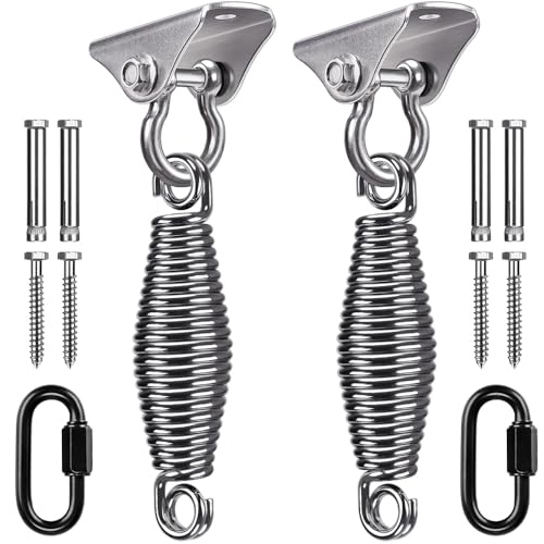 SELEWARE Porch Swing Hanging Kit Stainless Steel Swing Hangers with Spring - color: 180° Swing Hanger With Spring (2 Pack)