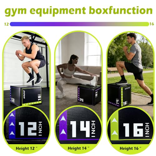 3-in-1 Exercise Box Jump Adjustable Heights Foam Box Jumps for Home Gym Step-Ups Training