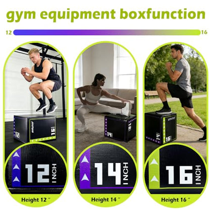 3-in-1 Exercise Box Jump Adjustable Heights Foam Box Jumps for Home Gym Step-Ups Training