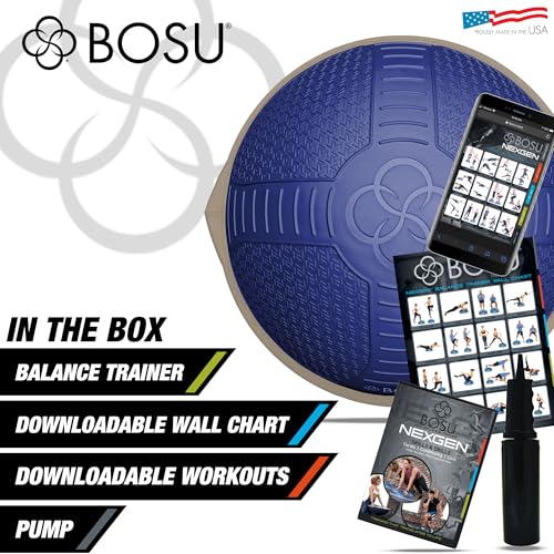 BOSU Nexgen Balance Trainer, Half-Ball Training Equipment, 65 cm Diameter, 300 lb Capacity - Burst-Resistant Stability Exercise Tool w/Non-Slip Base, Includes Hand Pump, Commercial-Grade - color: Future Dusk/Sandstone