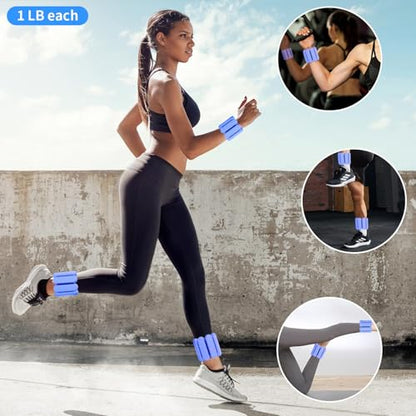 YOVKOK Adjustable Wrist Ankle Weights, 2 LBS/Pair, Bundle Options - color: Blue