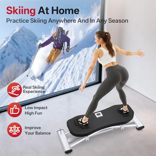 PASYOU Balance Board for Adults, Rock Stepper for Exercise at Home, Simulate Ski Machine with Resistance Band & LCD Display, 330lbs Weight Capacity, Ski Balance Trainer for Full Body
