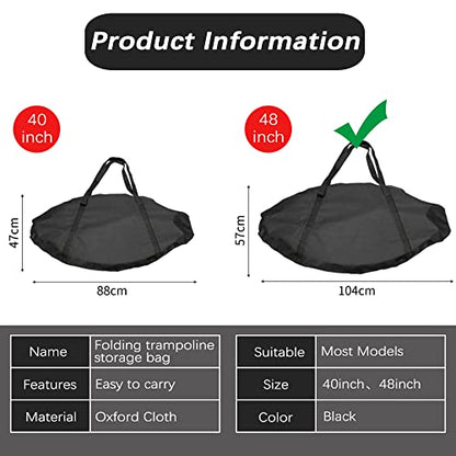 Trampoline Storage Bag, Folding Mini Trampoline Storage Bags, Waterproof Fitness Rebounder Pouch for Gym, Home and Travel - size: 104CM