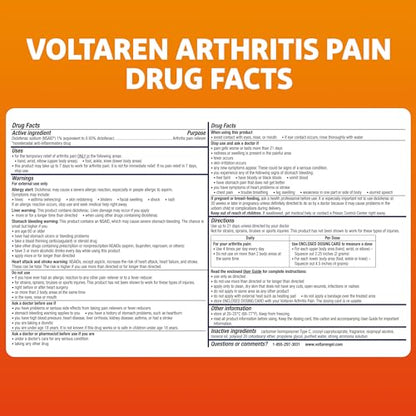 Voltaren Arthritis Pain Gel for Powerful Topical Arthritis Pain Relief with Diclofenac Gel - Easy Open Cap - 100 g X 2