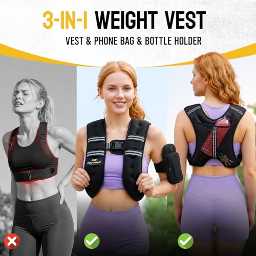 Weighted Vest for Women, Comfort-Fit with Adjustable Straps & Phone Bag, 6/8/12/16/20/25/30LB Womens Weighted Vest for Faster Weight Loss, Walking Strength Training Running