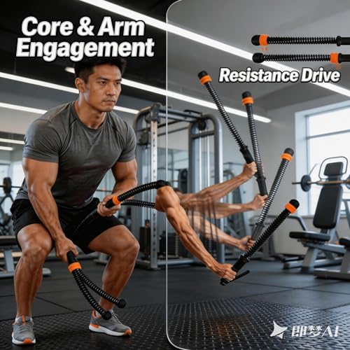 Cordless Weighted Battle Ropes, Adjustable Portable Ropeless Exercise Ropes with Storage Bag, Low-Impact Fitness Equipment for Strength Training & HIIT, Home Gym Use, for Men & Women, Black