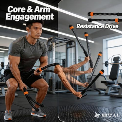 Cordless Weighted Battle Ropes, Adjustable Portable Ropeless Exercise Ropes with Storage Bag, Low-Impact Fitness Equipment for Strength Training & HIIT, Home Gym Use, for Men & Women, Black