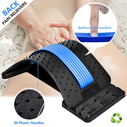 JUMPOW Back Stretcher for Lower Back Pain Relief, 4 Level Adjustable Lumbar Back Cracker Board for Scoliosis, Spine Decompression, Sciatica