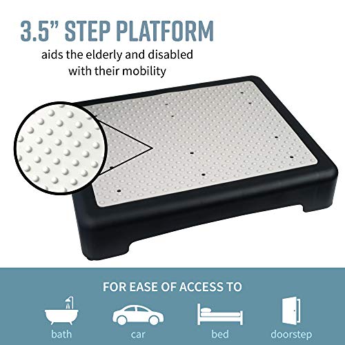 Hoovy 3.5” Step Riser – Portable One Step Stool for Elderly & Disabled –Antislip Half Step for Indoor & Outdoor Stairs, Cars, Bed, Chair, Shower – Lightweight Mobility Safety Tread for Up to 400lbs