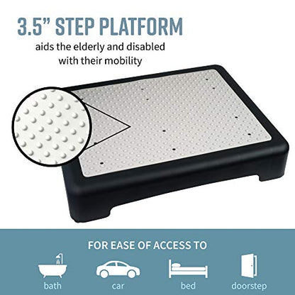 Hoovy 3.5” Step Riser – Portable One Step Stool for Elderly & Disabled –Antislip Half Step for Indoor & Outdoor Stairs, Cars, Bed, Chair, Shower – Lightweight Mobility Safety Tread for Up to 400lbs