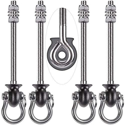 Dolibest Set of 4 Permanent Antirust Stainless Steel 304 Heavy Duty Swing Hangers, Playground Porch Yoga Seat,for Wood and Steel Beam Yoga Hammock Chair Punching 1500LB Capacity,180° Swing,9.64'' - color: Silver 9.67'' 4 Pack