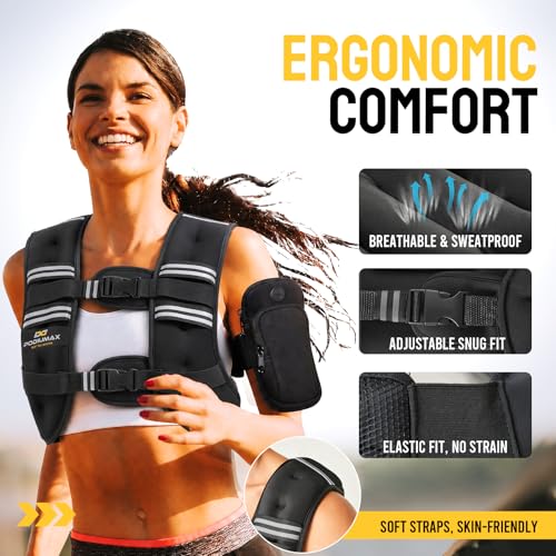 Weighted Vest for Women, Comfort-Fit with Adjustable Straps & Phone Bag, 6/8/12/16/20/25/30LB Womens Weighted Vest for Faster Weight Loss, Walking Strength Training Running