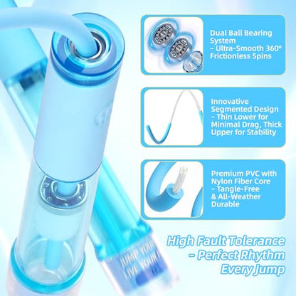 YUEDONG Kids Jump Rope for Boys & Girls, Adjustable Skipping Rope with Double Ball Bearings, Anti-Slip Handles, Durable PVC Speed Rope for School PE, Exercise, Fitness Training, Indoor Outdoor Play