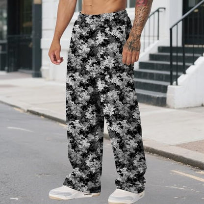 Graphic Print Pants for Men Elastic Waisted Wide Leg Baggy Sweatpants Joggers Loose Fit Streetwear Pants with Pockets - color: Style19, size: Large