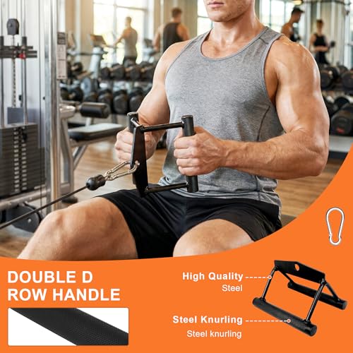Fitvids Cable Attachment Set 800LB LoadCapacity Tricep Rope, Row Handle, StraightBar, V Bar Commercial Grade Cable MachineAccessories for Home Gym Workouts
