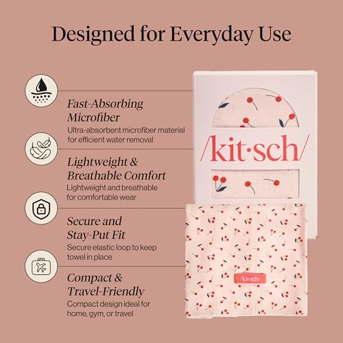 Kitsch XL Microfiber Hair Towel Wrap for Women - color: Cherry Print