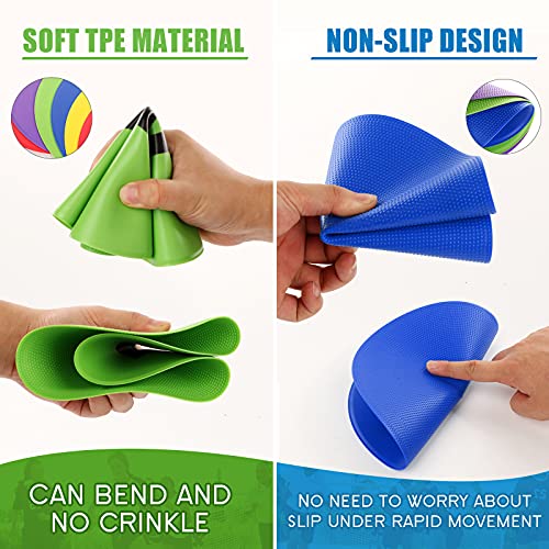 9 Inch Numbered Poly Spots Spot Markers for Gym Floor with Numbers, 10 PCS Non Slip Rubber Floor Dots Flat Cones Agility Markers for Soccer Sports Training, Dance, Classroom Activities