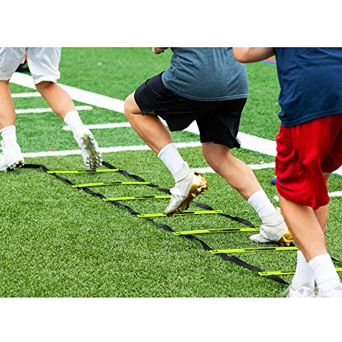 HolaHatha Adjustable Agility Ladder, 20' Sports Training Equipment with 12 Rungs for Speed Fitness - Football, Baseball, Soccer and Running Drills