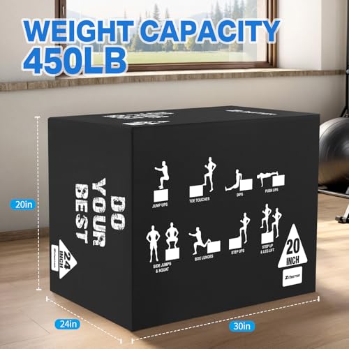 Zoomster 3-in-1 Foam Plyometric Jump Box for Home Gym Jump Training, HIIT, MMA, Weighted Stepup, Push Press and Strength Training