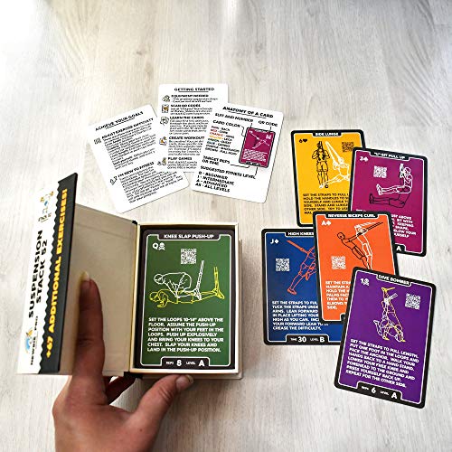 Stack 52 Suspension Exercise Cards Compatible with All Suspension Trainers. Suspended Bodyweight Resistance Workout Game. Video Instructions Included. Fun Home Fitness Program.(Mega Pack) - color: 122 Card Mega Pack