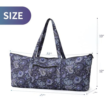 | Yoga Mat Bag | Large Yoga Mat Carrier with Wet Pocket | Yoga Gifts | Gym Tote Bag for Women - color: Tote-Blue Cashew Flower