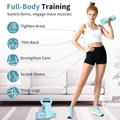 Hezeyferg 2-in-1 Adjustable Dumbbells Set, 4 Levels Weight Dumbbells Set for Women Men, Each 2.2/3.3/4.4/5.5lb Hand Weights with Kettlebell Form for Home Gym Exercise Training - color: Blue
