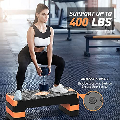 GYMMAGE Aerobic Exercise Step, Adjustable Height, - color: Orange