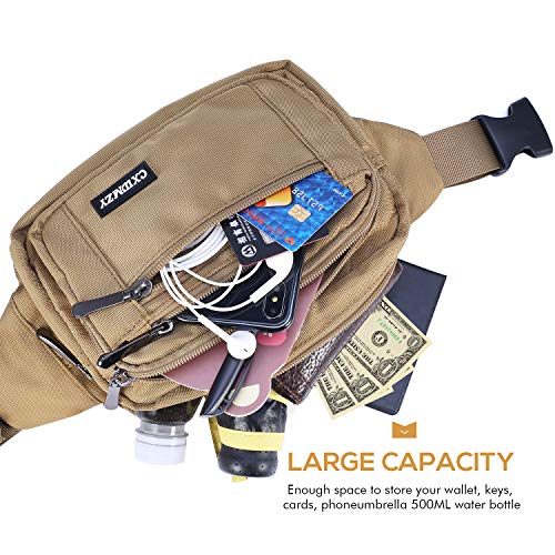CXWMZY Fanny Packs For Women & Men Waist Pack Hip Bum Bag with Multi-Pockets Large Capacity Waterproof Casual Bum Bag for Disney Traveling Casual Cycling Running Hiking - color: Khaki