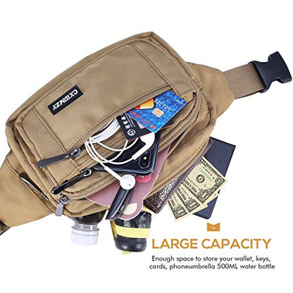 CXWMZY Fanny Packs For Women & Men Waist Pack Hip Bum Bag with Multi-Pockets Large Capacity Waterproof Casual Bum Bag for Disney Traveling Casual Cycling Running Hiking - color: Khaki