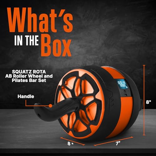 Digital Ab Roller Wheel - Ultra Wide Ab Wheel with Pilates Mat, for Abdominal and Core Strength Training with Exercise Program, With Rubber Handles, Overall Strength Builder for Men and Women