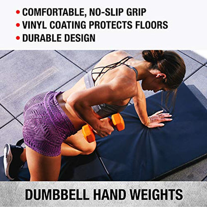 SPRI Dumbbells Hand Weights Set of 2 - Vinyl Coated Exercise & Fitness Dumbbell for Home Gym Equipment Workouts Strength Training Free Weights for Women, Men (1-10 Pound, 12, 15, 18, 20 lb) - color: (A) Pink | 1-Pound