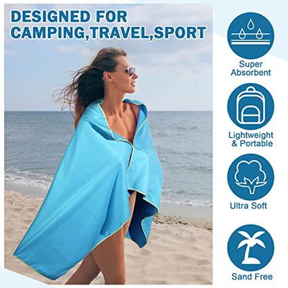 4 Pack Microfiber Camping Towel - Quick Dry Towel 3 Size 4 Black Mesh Bags 12 Travel Towels for Beach Camping Hiking Yoga Swim Sports Backpacking
