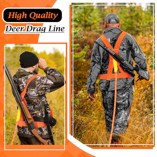 2 Pcs Deer Drag Sleds with Deer Drag Harness and Ropes Heavy Duty Thickened Tear-Resistant Portable Outdoor Gear for Hauling Hunting Trophy Firewood Ice Fishing
