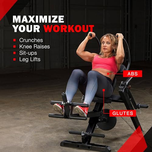 Body-Solid (GAB300B) Semi-Recumbent Ab Bench - Adjustable Core Workout Seat for Home Gym, Multi-Position, Ergonomic Design for Abdominal Muscle Training