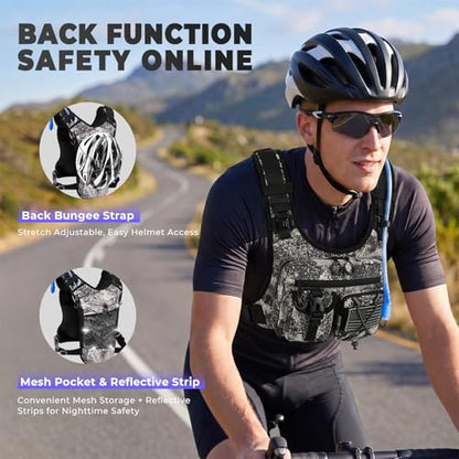 USA Patent Running Hydration Vest Backpack, Lightweight Chest Pack with 2.0L Water Bladder Bag Daypack for Hiking Running Cycling Race Marathon for Women Men - color: Cagray
