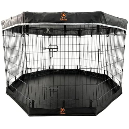 PJYuCien Puppy Playpen with Top Cover & Bottom Pad, 8 Panels 36" H, Black - color: Black, size: Medium Pen: 36-Inch High