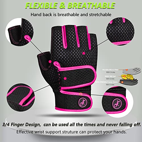 Workout Gloves Padded Weight Lifting Gloves for Men/Women, [3MM Gel] Fingerless Grip Gym Gloves Fitness Gloves for Exercise,Hanging,Weightlifting, Cycling, Pull ups, Rowing