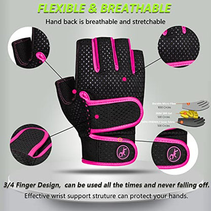Workout Gloves Padded Weight Lifting Gloves for Men/Women, [3MM Gel] Fingerless Grip Gym Gloves Fitness Gloves for Exercise,Hanging,Weightlifting, Cycling, Pull ups, Rowing