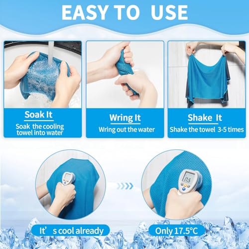 Honoson 10 Pcs Cooling Towel Bulk - Neck & Face Cool Chilly Towels Microfiber Breathable Sport Sweat Rag for Gym, Yoga, Travel, Camping, Running, Outdoor (Blue) - color: Blue