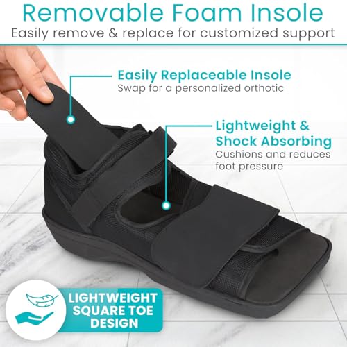 Vive Post Op Shoe - Lightweight Medical Walking Boot with Adjustable Strap - Orthopedic Recovery Cast Shoe for Post Surgery, Fractured Foot, Injured Toes, Stress Fracture, Sprains - Left or Right Foot - size: Large