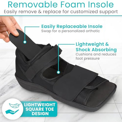 Vive Post Op Shoe - Lightweight Medical Walking Boot with Adjustable Strap - Orthopedic Recovery Cast Shoe for Post Surgery, Fractured Foot, Injured Toes, Stress Fracture, Sprains - Left or Right Foot - size: Large