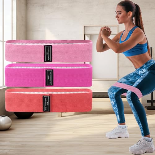 Resistance Bands Sets, Portable Exercise Loops for Legs and Hip, 3 Resistance Level Workout Weight Bands with Non-Slip Design, Workout Flexbands for Home Gym Office Yoga Pilates - color: Pink