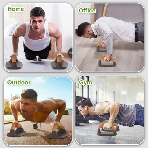 Push Up Bars, Ergonomic Pushup Handles for Home Gym Training - color: A: Light Brown