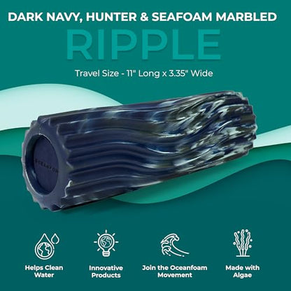 Oceanfoam Ripple Small Foam Roller (Dark Navy, Hunter & Seafoam Marbled) - color: Dark Navy, Hunter & Seafoam Marbled