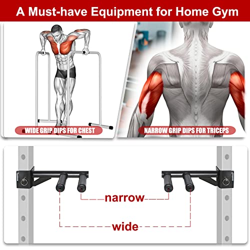 Dip Bar Attachments for 2" x 2" or 3" x 3" Power Rack - Narrow & Wide Dips Double Handles (Patent Pending) - color: For 2" x 2" Rack