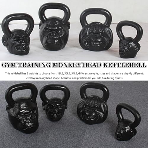 Kettlebell Weights Gym Training Monkey Head Kettle Bells, Solid Cast Iron Dumbbell, Beautiful and Practical, Office Sports Equipment(36LB)